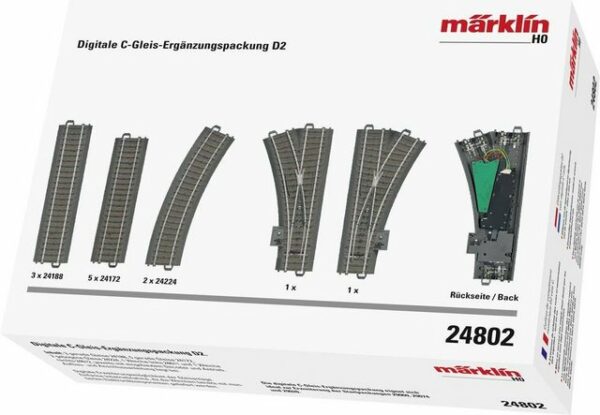 Märklin Modelleisenbahn-Set H0 Märklin C-Gleis (mit Bettung) 24802 Ergänzungs-Set Digital D2