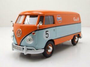 Motormax Modellauto VW T1 Bus Kastenwagen #5 Gulf orange hellblau Modellauto 1:24 Motormax