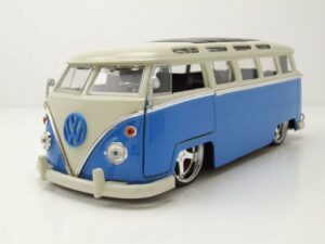 JADA Modellauto VW T1 Samba Custom Bus 1962 blau weiß Modellauto 1:24 Jada Toys