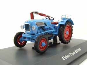 Schuco Modelltraktor Eicher Tiger EM 200 Traktor mit Mähwerk blau Modellauto 1:43 Schuco