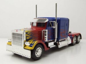 JADA Modellauto Peterbilt 379 Optimus Prime Transformers 1 blau mit Flammen Modellauto