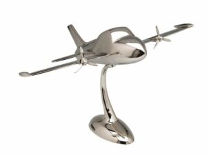 Aubaho Modellflugzeug Flugzeug Modell Aluminium Flugzeugmodell silber Artdeco Stil Metall 58cm