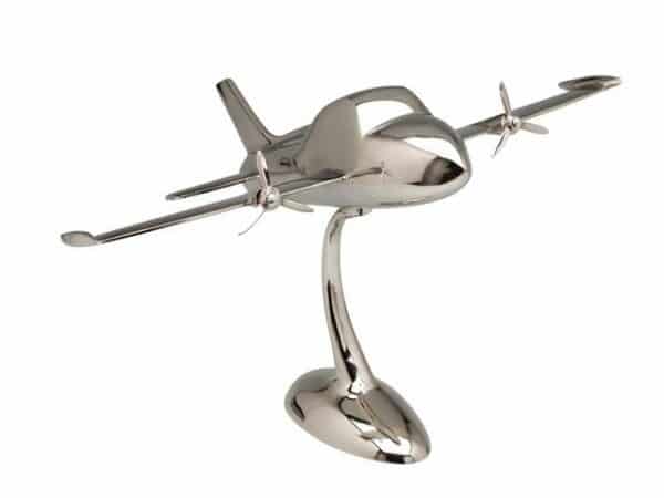 Aubaho Modellflugzeug Flugzeug Modell Aluminium Flugzeugmodell silber Artdeco Stil Metall 58cm