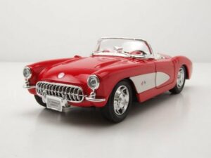 Welly Modellauto Chevrolet Corvette Cabrio C1 1957 rot weiß Modellauto 1:24 Welly