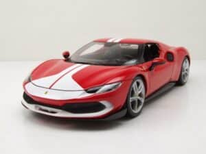 Bburago Modellauto Ferrari 296 GTB Assetto Fiorano rot weiß Modellauto 1:18 Bburago