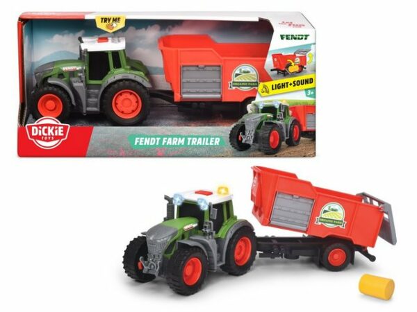 Dickie Toys Modellauto Dickie Toys Fendt Traktor mit Anhänger (26 cm) - Traktor-Spielzeug