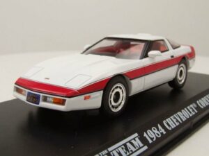 GREENLIGHT collectibles Modellauto Chevrolet Corvette C4 1984 weiß rot A-Team TV Serie Modellauto 1:43