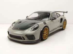 Minichamps Modellauto Porsche 911 GT3 RS (991.2) Weissach Package 2019 kalk grau mit goldene