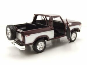 Motormax Modellauto Ford Bronco Pick Up 1978 dunkelrot weiß Modellauto 1:24 Motormax