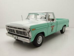 GREENLIGHT collectibles Modellauto Ford F-100 Pick Up Forest Service 1975 türkis weiß mit Smokey Bear