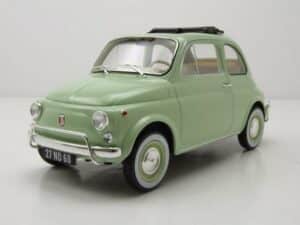 Norev Modellauto Fiat 500 L 1968 hellgrün mit Geburtsverpackung Modellauto 1:18 Norev