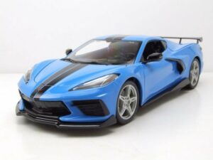 Maisto® Modellauto Chevrolet Corvette Stingray C8 High Wing 2020 blau schwarz Modellauto