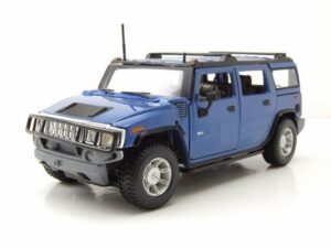 Maisto® Modellauto Hummer H2 SUV 2003 blau metallic Modellauto 1:24 Maisto