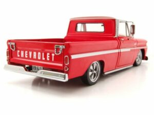 Sun Star Modellauto Chevrolet C-10 Styleside Pick Up Lowrider 1965 rot weiß Modellauto