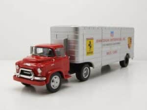 Schuco Modellauto GMC Renntransporter John Edgar Enterprise rot silber Modellauto 1:43