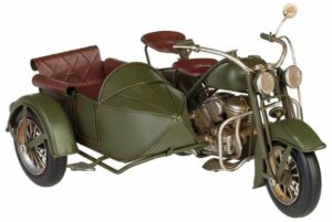 Aubaho Modellmotorrad Modell Motorradgespann Motorrad Gespann Oldtimer Blech Metall Antik-Stil 28cm