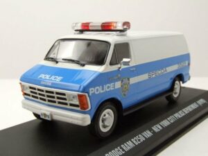GREENLIGHT collectibles Modellauto Dodge Ram B250 Van NYPD Police 1987 blau weiß Modellauto 1:43 Greenlig
