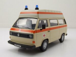 Motormax Modellauto VW T3 Bus Hochdach Krankenwagen beige Modellauto 1:24 Motormax