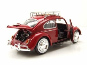 Motormax Modellauto VW Käfer mit Dachgepäckträger 1966 rot Modellauto 1:24 Motormax