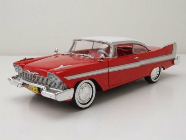 GREENLIGHT collectibles Modellauto Plymouth Fury 1958 Christine rot weiß helle Scheiben Modellauto 1:24