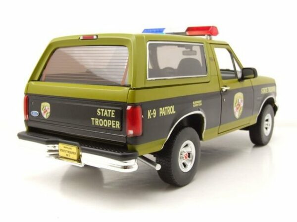 GREENLIGHT collectibles Modellauto Ford Bronco Maryland State Police K-9 Patrol 1996 grün schwarz Modella