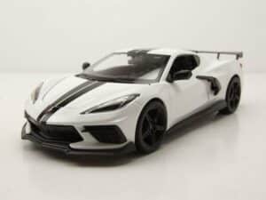 Maisto® Modellauto Chevrolet Corvette Stingray C8 High Wing 2020 weiß Modellauto 1:24