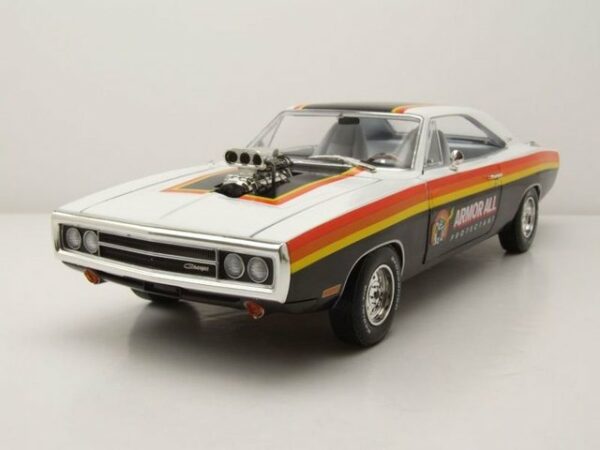 GREENLIGHT collectibles Modellauto Dodge Charger 1970 schwarz weiß Armor All mit Blown Engine Modellauto