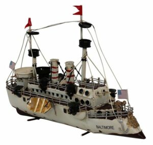 Aubaho Modellboot Modellschiff Baltimore Cruiser USA 1890 Schiff Metall Antik-Stil kein Bausatz
