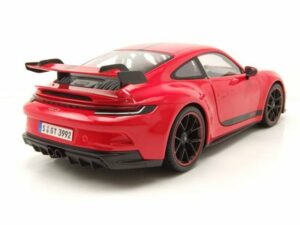 Maisto® Modellauto Porsche 911 GT3 2023 rot mit Streifen Modellauto 1:18 Maisto