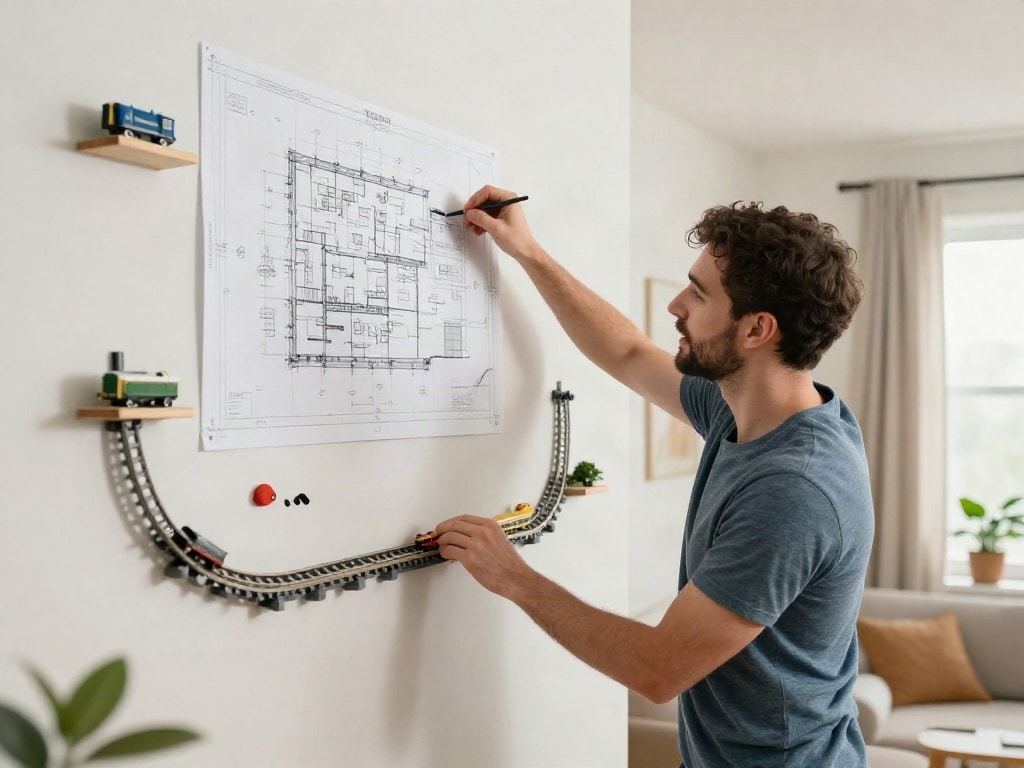 Modelleisenbahn an der Wand