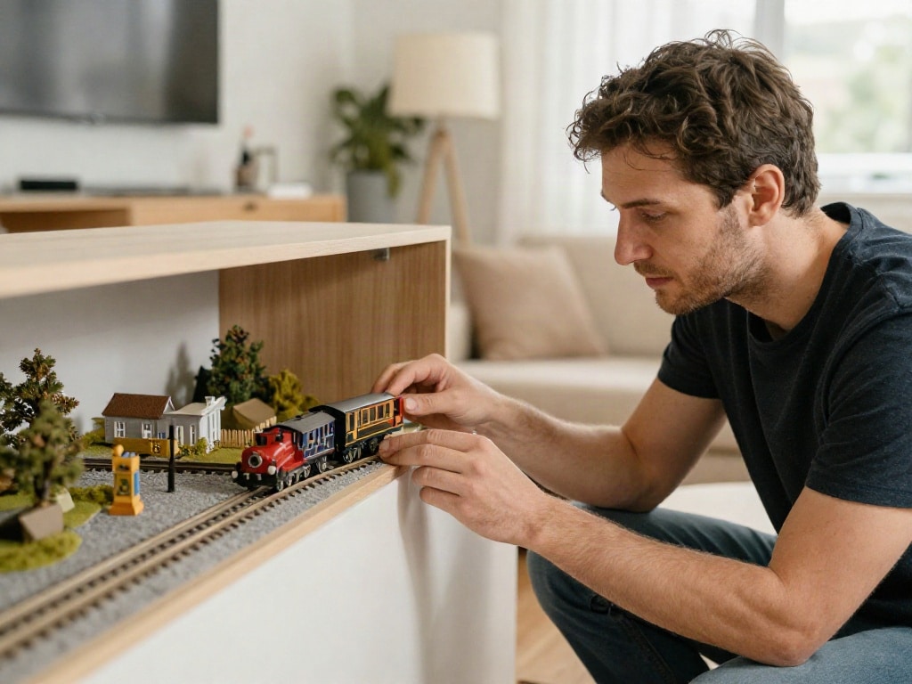 Modelleisenbahn im Wohnzimmer